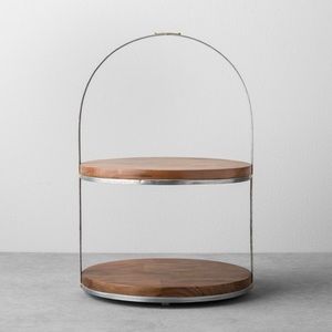 NEW 2-Tier Wood & Metal Cake Stand - Hearth & Hand with Magnolia